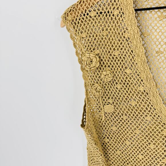 Vintage Banana Republic Crochet Knit Vest XL – Boho Button-Front Sleeveless Top - Picture 5 of 7